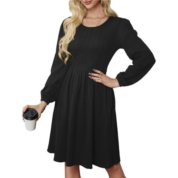 Dresses & Skirts - Women's Sweater Dress Ribbed Knit Black